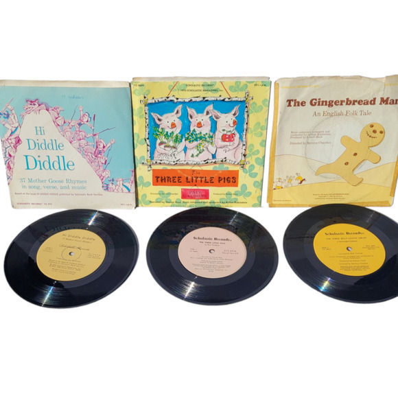 HP Three 3 Vintage Story Records Hi Diddle Diddle, The‎ Three Little Pigs - Picture 1 of 8